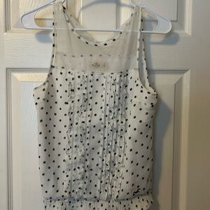 Hollister White Tank Top with Black Polka Dots Frills